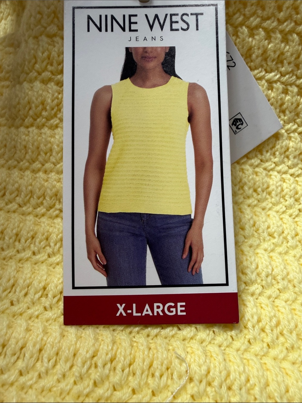 Nine West Yellow Crochet Tank Top XL NWT